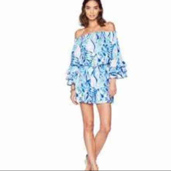 Lilly Pulitzer Pants - Lilly Pulitzer Calla Romper In Twilight Blue Scale Up NWT SZ XS